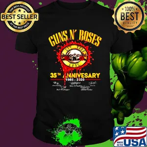 Guns n' roses 35th anniversary 1985 2020 members signatures shirt