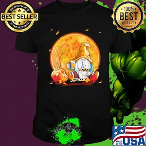Halloween gnomes drink beer pumpkin maple leaves shirt