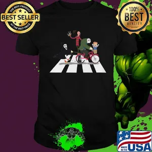 Halloween horror characters abbrey road shirt