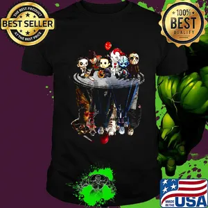 Halloween horror characters chibi water reflection shirt