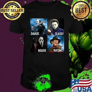 Halloween horror characters savage classy bougie ratchet art shirt