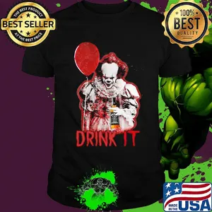 Halloween pennywise holding balloon and wine drink it shirt