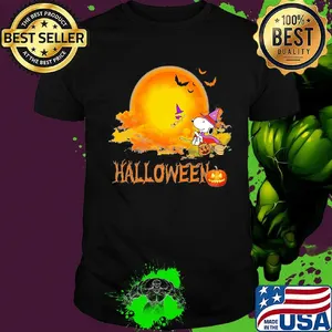 Halloween snoopy and woodstock witch moon shirt