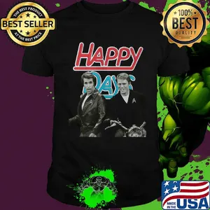 Happy days characters motorbike vintage retro shirt