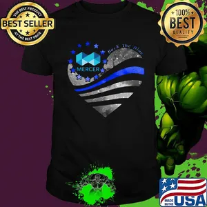 Heart mercer logo back the blue american flag happy independence day shirt