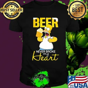 Homer simpson beer never broke my heart shirt