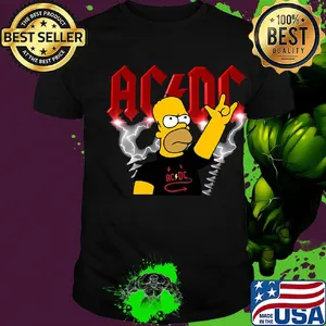 Homer simpson rocking acdc band shirt