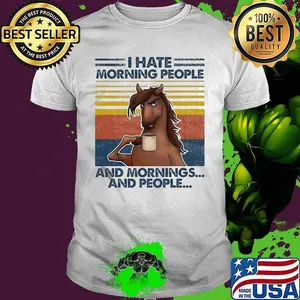 Horse I hate morning people and mornings and people Vintage retro shirt