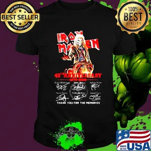 Iron maiden 45th anniversary 1975 2020 thank you for the memories signatures band shirt