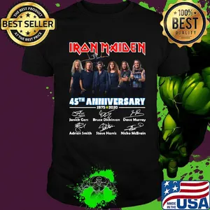 Iron maiden band 45th anniversary 1975 2020 signatures shirt