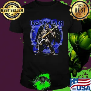 Iron maiden band skeleton playing guitar shirt