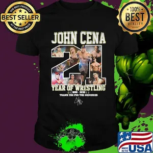 John cena 21 year of wrestling 1989 2020 thank you for the memories signature shirt