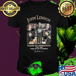 John lennon 23 years of operation 1957 1980 thank you for the memories signature shirt