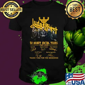 Judas priest 50 heavy metal years 1969 2020 thank you for the memories signatures shirt