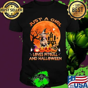 just a girl love pitbull and halloween shirt