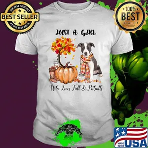 Just a girl who loves fall and pitbulls tree pumpkin shirt