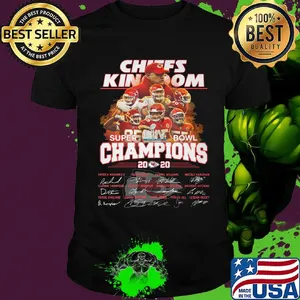 Kansas city chiefs football team super liv bowl champios 2020 players signatures shirt