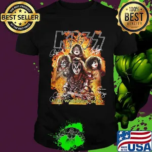 Kiss band alive worldwide 96 97 signatures shirt