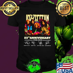 Led zeppelin 52nd anniversary 1968 2020 thank you for the memories signatures flower shirt