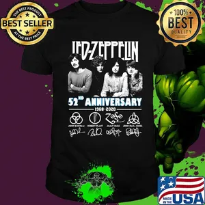Led zeppelin 52nd anniversary 1968 2020 thank you for the memories signatures shirt