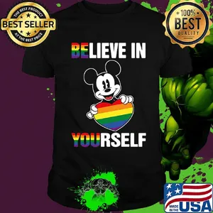 Lgbt mickey mouse hug heart believe in yourself shirt