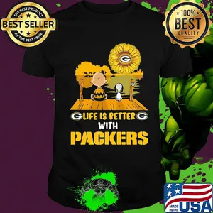 Life is better with Packers Sunflower snoopy and charlie brown shirt