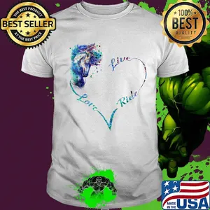 Live love ride horse color heart shirt