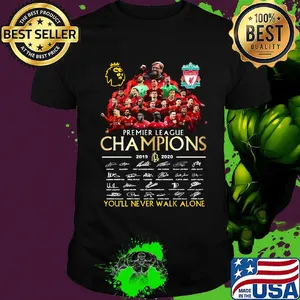 Liverpool football club premier league champions 2019 2020 you'll never walk alone signatures shirt