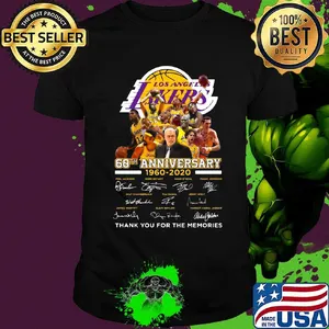 Los angeles lakers 60th anniversary 1960 2020 thank you for the memories signatures shirt