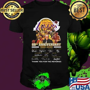 Los angeles lakers basketball team 60th anniversary 1960 2020 thank you for the memories signatures shirt