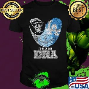 Los angeles raiders and los angeles dodgers heart it's in my dna shirt