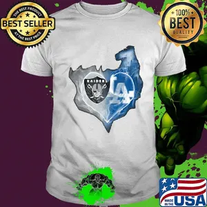 Los angeles raiders and los angeles dodgers heart smoke shirt
