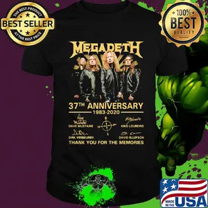 Megadeth 37th anniversary 1983 2020 thank you for the memories signatures shirt