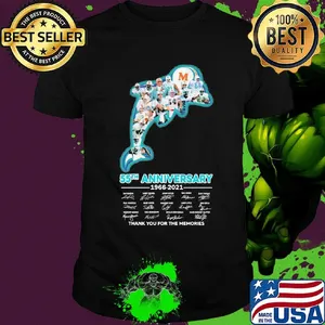 Miami dolphins logo 55th anniversary 1966 2021 thank you for the memories signatures shirt