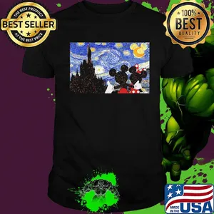 Mickey minnie mouse starry night van gogh shirt