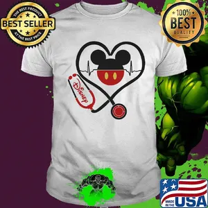 Mickey mouse disney nurse stethoscope heartbeat shirt
