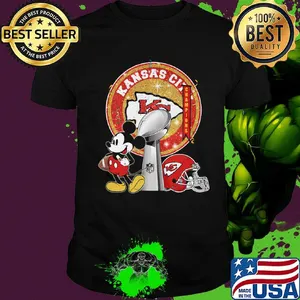Mickey mouse kansas city chiefs champions super liv bowl football shirt