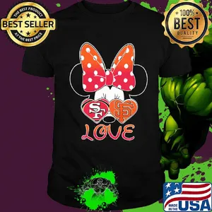 Minnie mouse love san francisco 49ers and san francisco giants heart shirt
