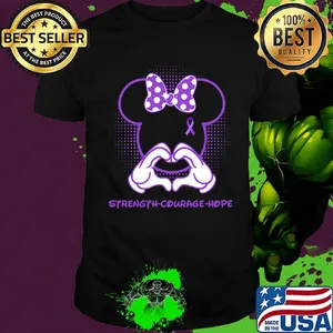 Minnie mouse strength courage hope cancer awareness purple shirt
