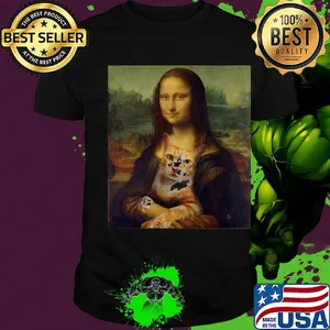 Mona lisa hug cat art shirt