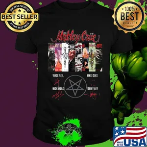 Motley crue band members signatures shirt
