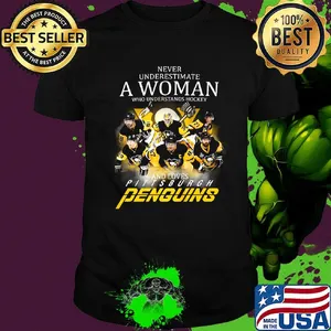 Never underestimate a woman who understands hockey and loves pittsburgh penguins logo shirt