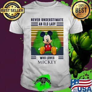 Never underestimate an old lady who loves mickey vintage retro shirt