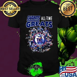 New york giants football all-time greats players signatures shirt