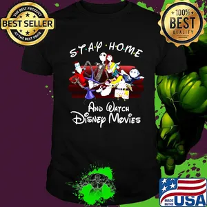 Nightmare characters sitting sofa stay home and watch disney movies shirt