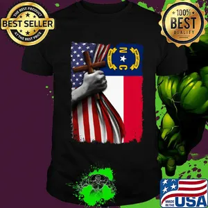 North carolina american flag cross happy independence day shirt