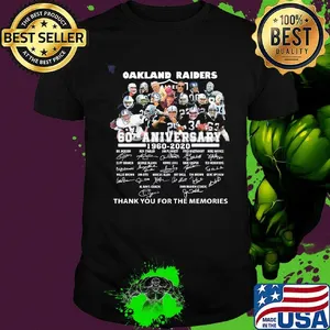 Oakland raiders 60th anniversary 1960 2020 thank you for the memories signatures shirt