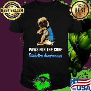 Official Paws for the cure Diabetes Awareness Pug shirt