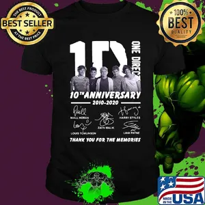 One direction 10th anniversary 2010 2020 thank you for the memories signatures shirt