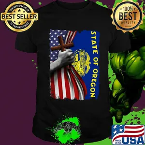 Oregon american flag cross happy independence day shirt